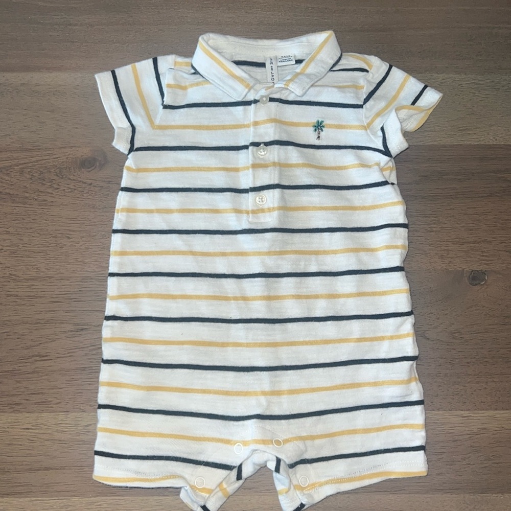 Janie and Jack Striped Palm Tree Romper, 3-6 months